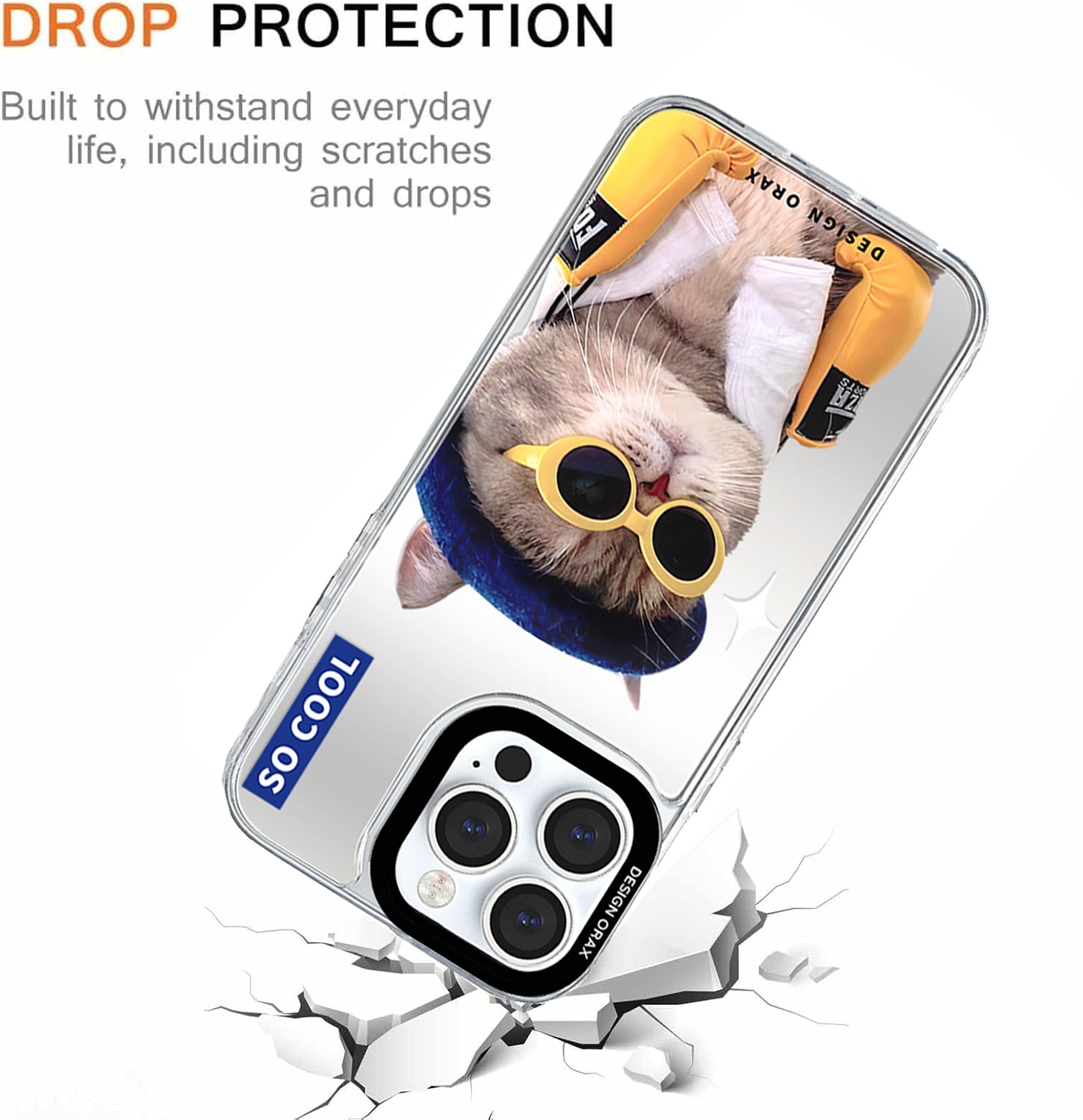 Cool Cat Mirror Anti-Shatter iPhone Phone Case