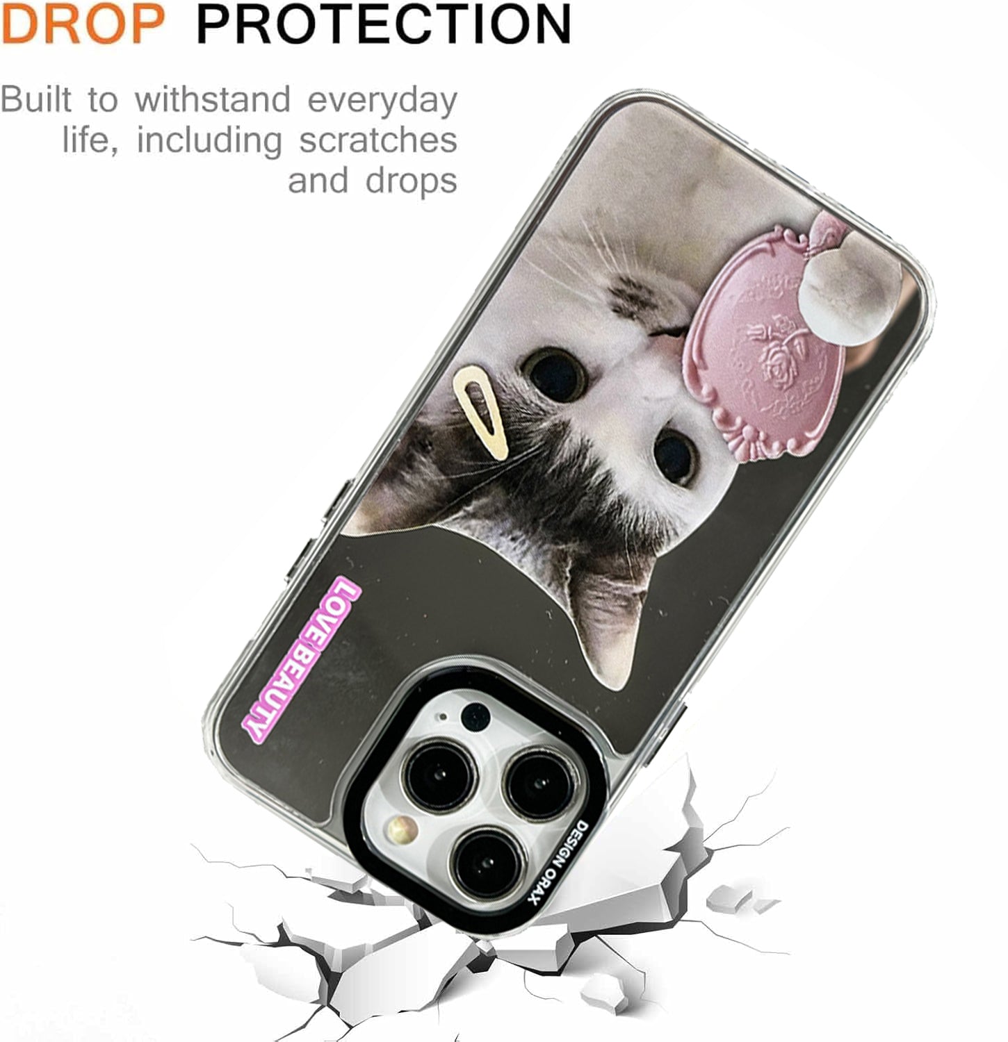 Mirror Creative Little Cat Shockproof iPhone Case