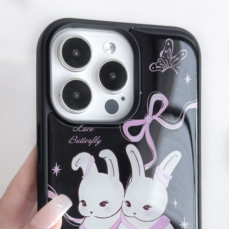 Black Bow Rabbit Resin Phone Case