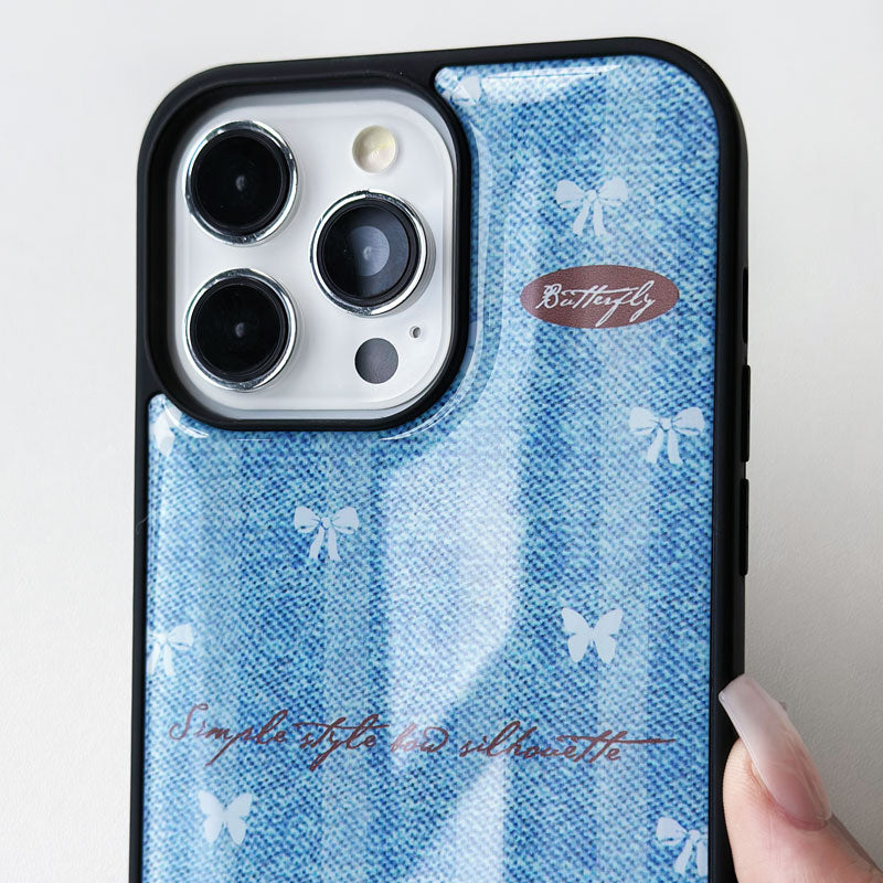 Denim Butterfly Resin Phone Case