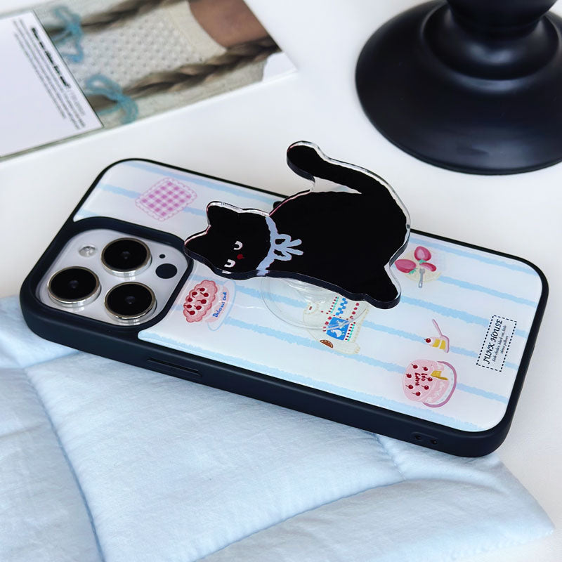 Black Cat Stand Silicone Phone Case
