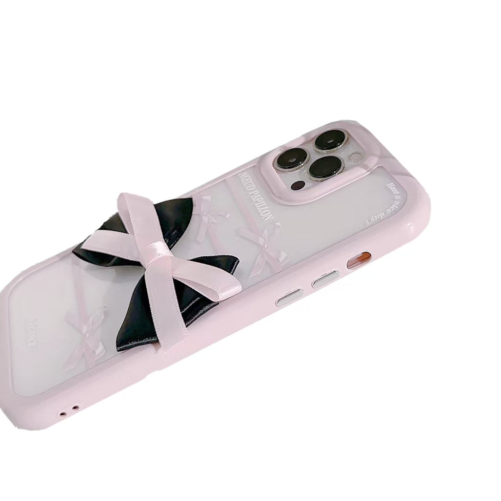 Pink bow transparent iPhone case