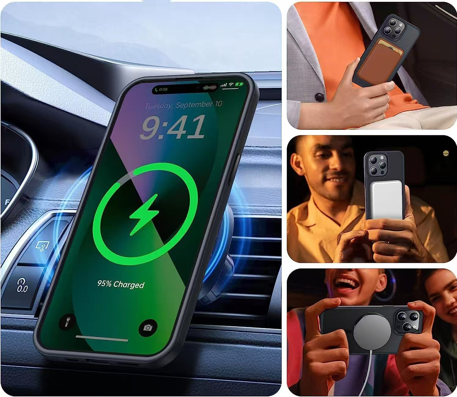 Magnetic Translucent  Matte Shockproof for iPhone Case  (Compatible with MagSafe)