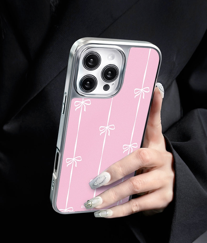 Pink bow carbon fiber matte iPhone case