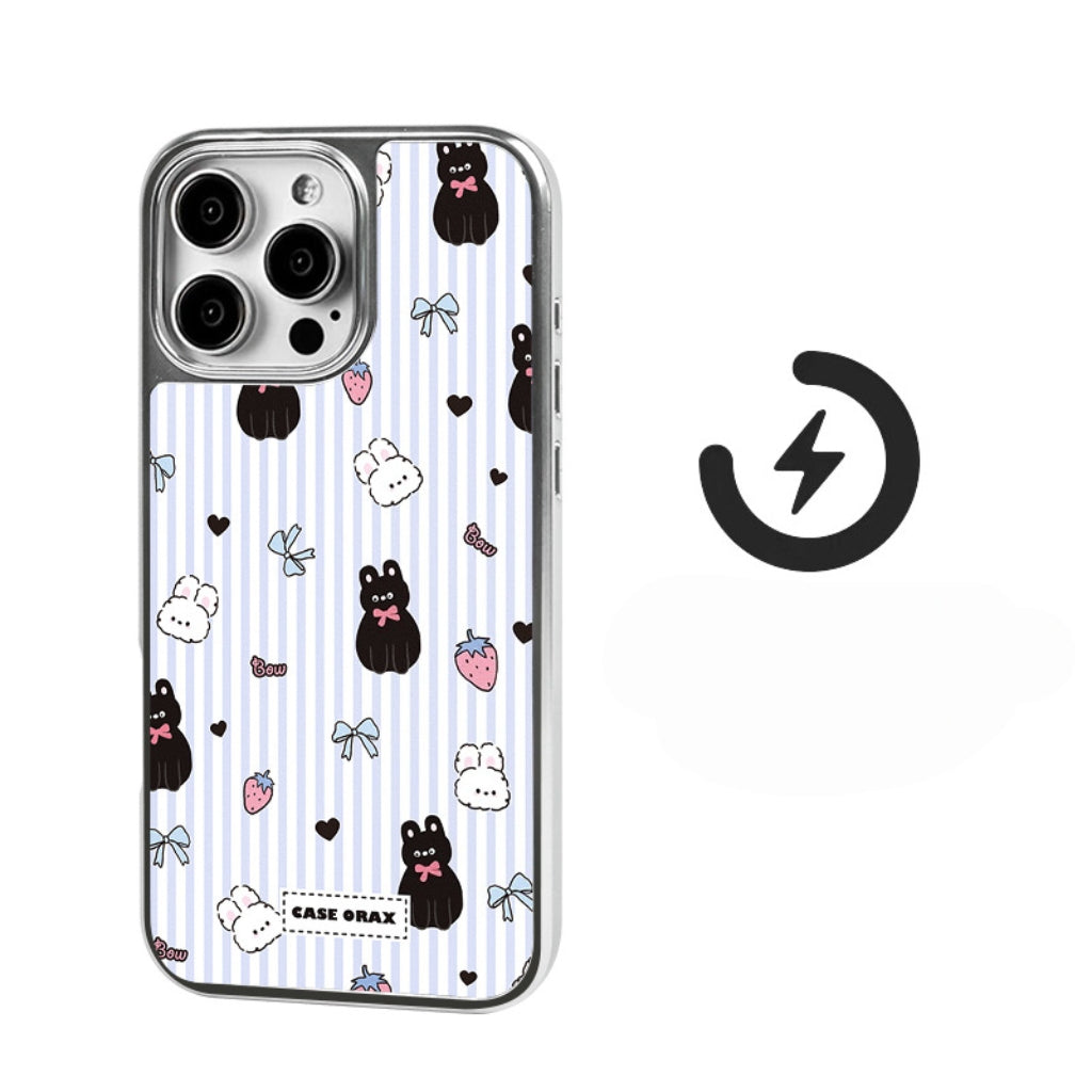 Silver cartoon kitten magnetic iPhone phone case