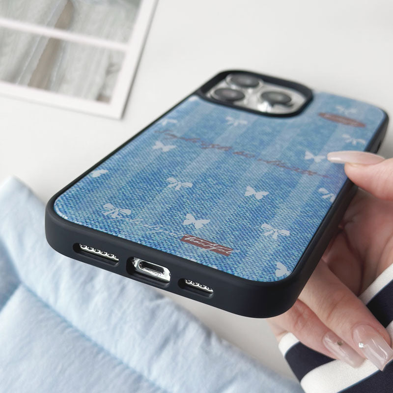 Denim Butterfly Resin Phone Case