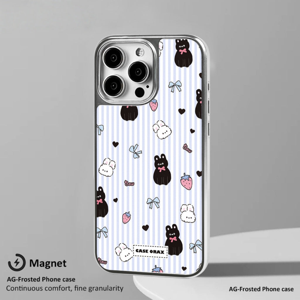 Silver cartoon kitten magnetic iPhone phone case