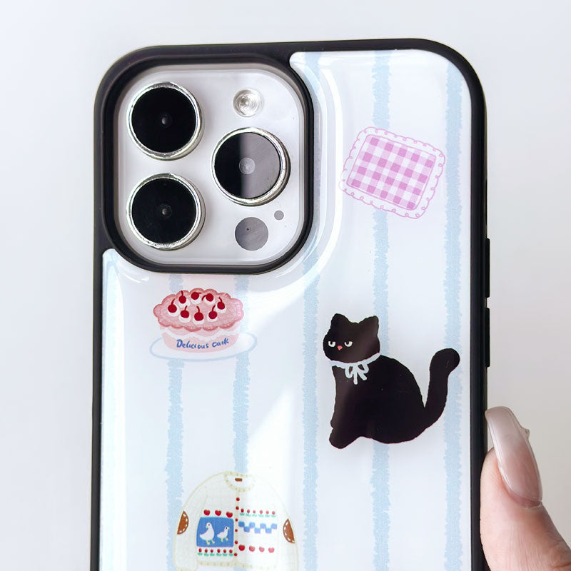 Black Cat Stand Silicone Phone Case