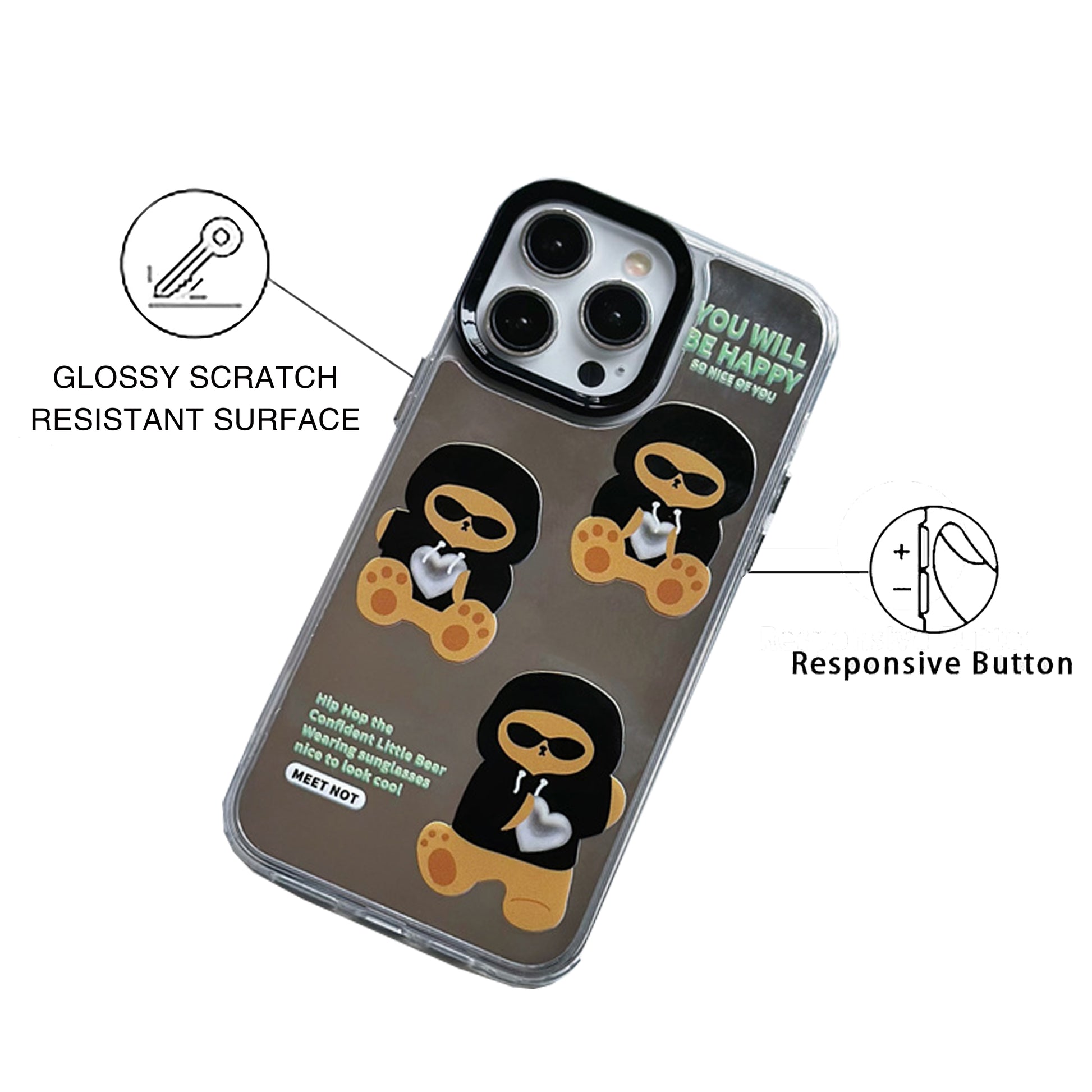 Cartoon mirror transparent shockproof iPhone case
