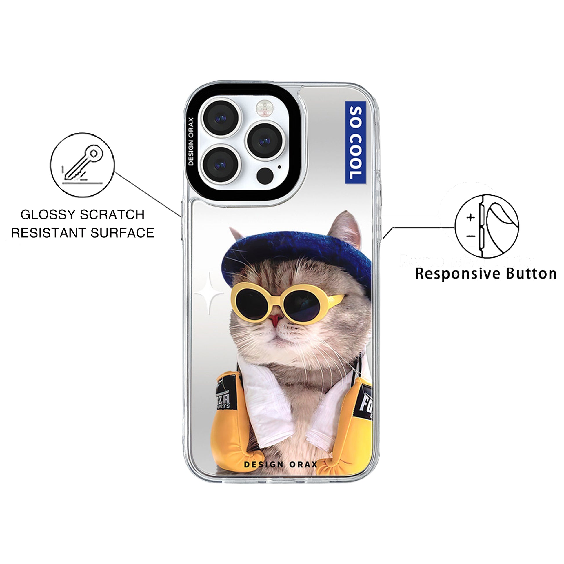 Cool Cat Mirror Anti-Shatter iPhone Phone Case