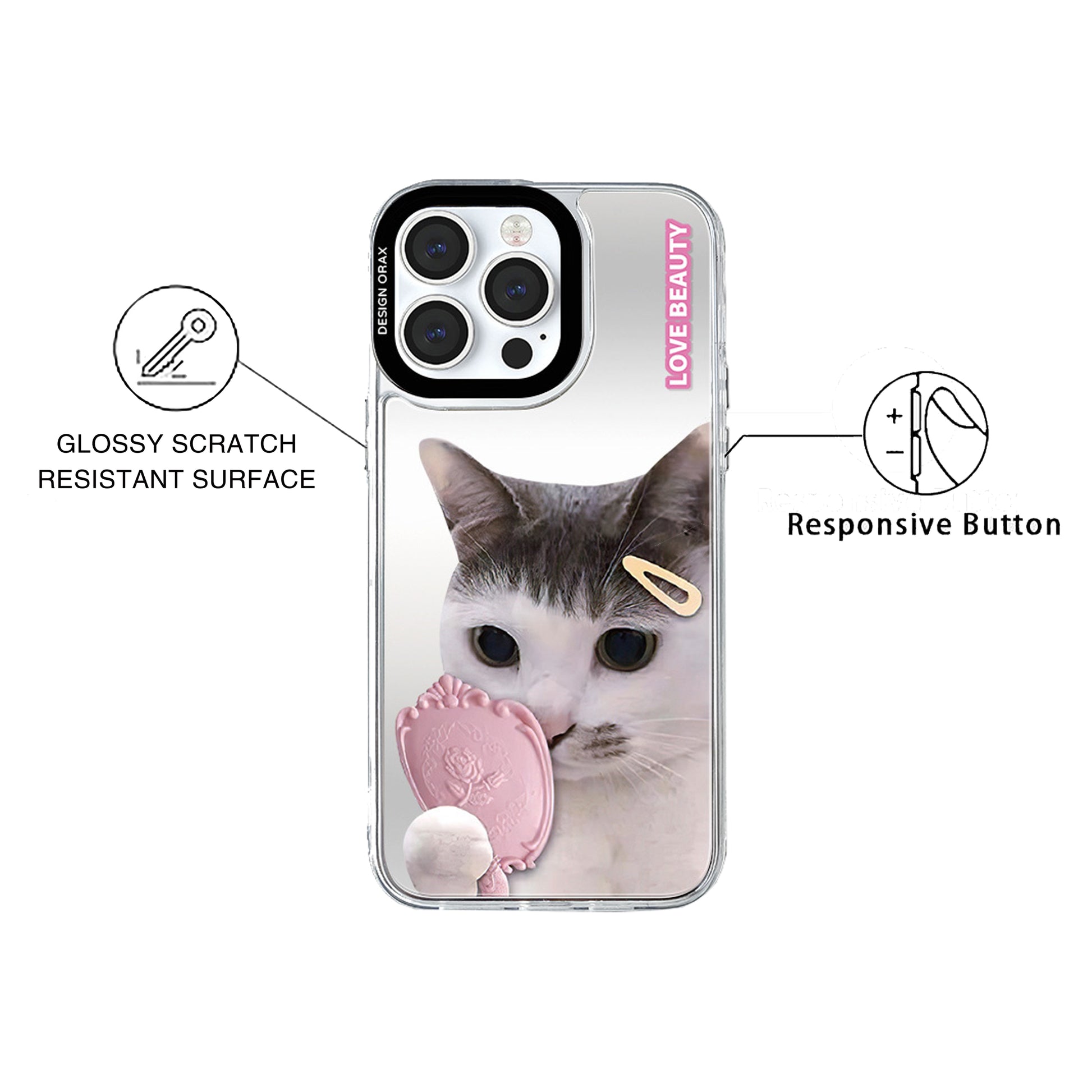 Mirror Creative Little Cat Shockproof iPhone Case
