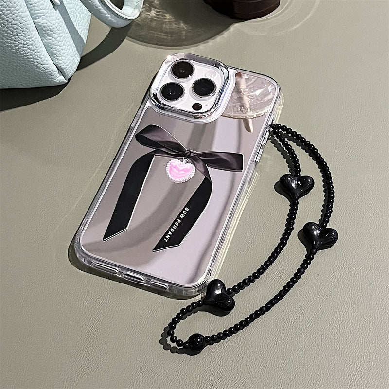 Bloom Black bow mirror iphone case