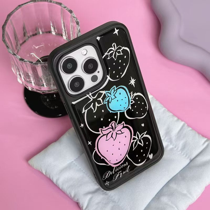 Black Strawberry iPhone Case