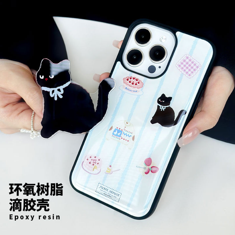 Black Cat Stand Silicone Phone Case