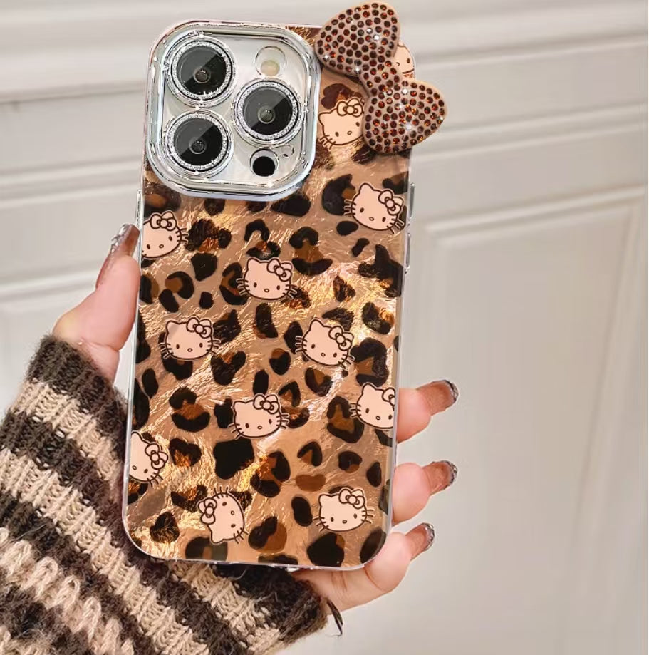 Leopard print kitten full-coverage lens lens film iPhone phone case