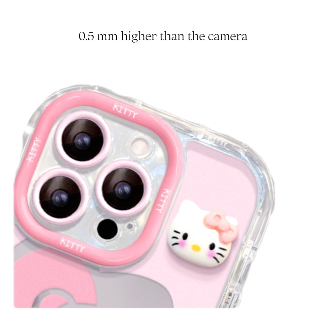 Pink KT Cat Mirror Full Cover iPhone Case