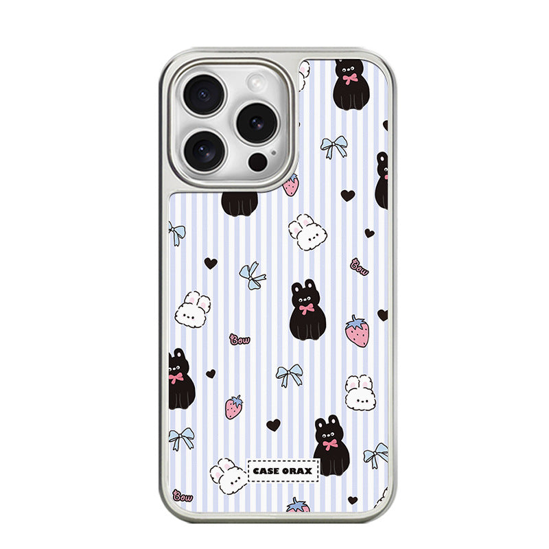 Silver cartoon kitten magnetic iPhone phone case