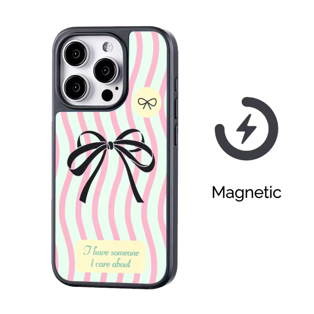 Sandblasted magnetic butterfly knot iPhone case