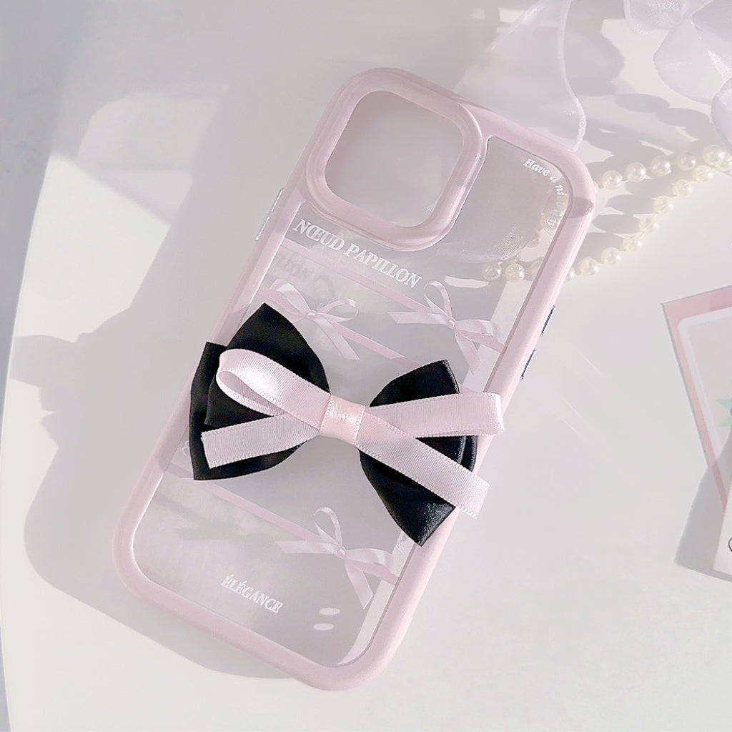Pink bow transparent iPhone case