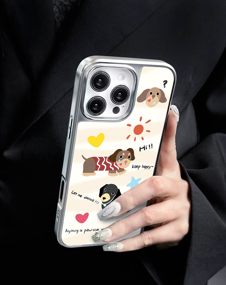 Cartoon Dog Silver Carbon Fiber Magnetic iPhone Case