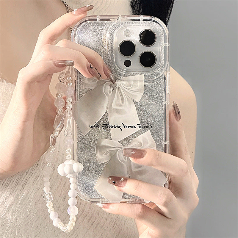 Transparent white bow soft case iphone case