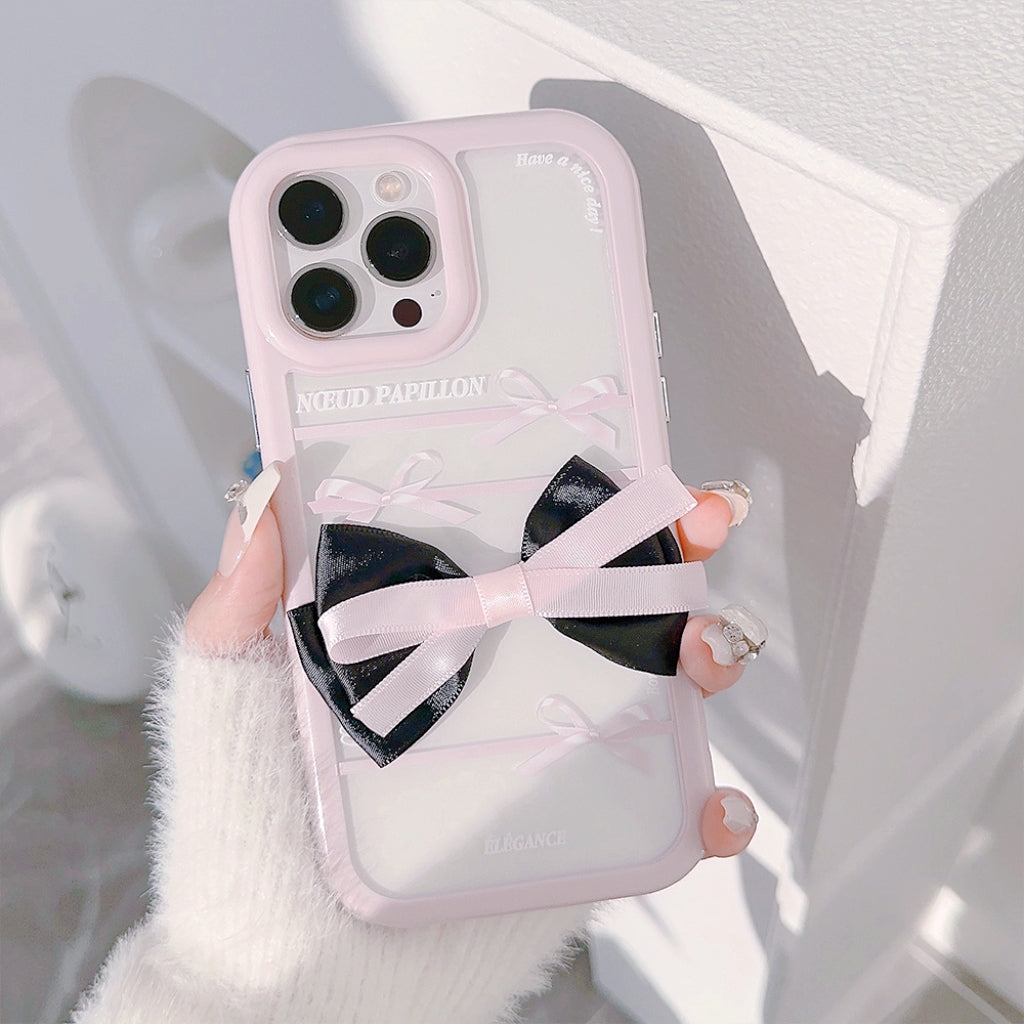 Pink bow transparent iPhone case