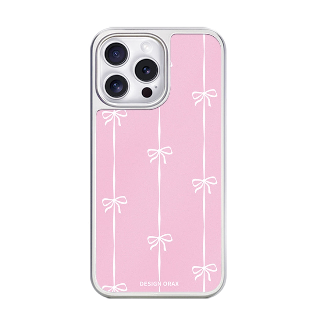 Pink bow carbon fiber matte iPhone case