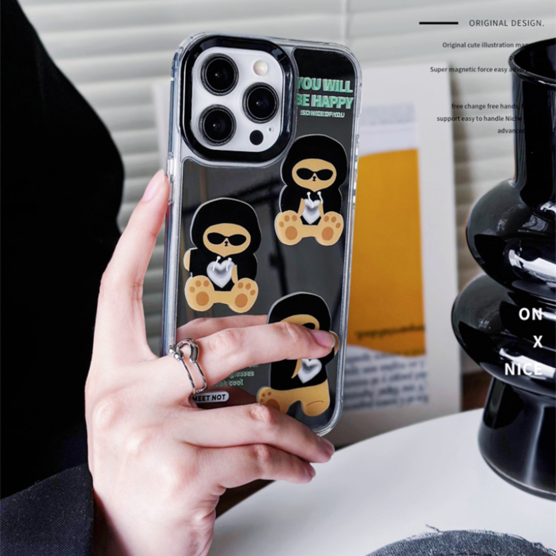 Cartoon mirror transparent shockproof iPhone case