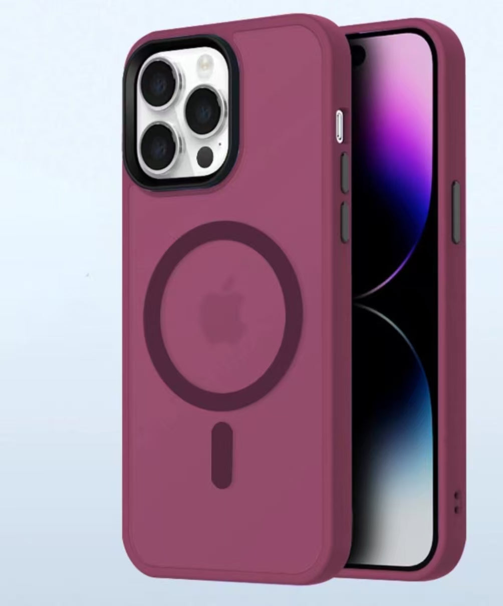 Magnetic Translucent  Matte Shockproof for iPhone Case  (Compatible with MagSafe)