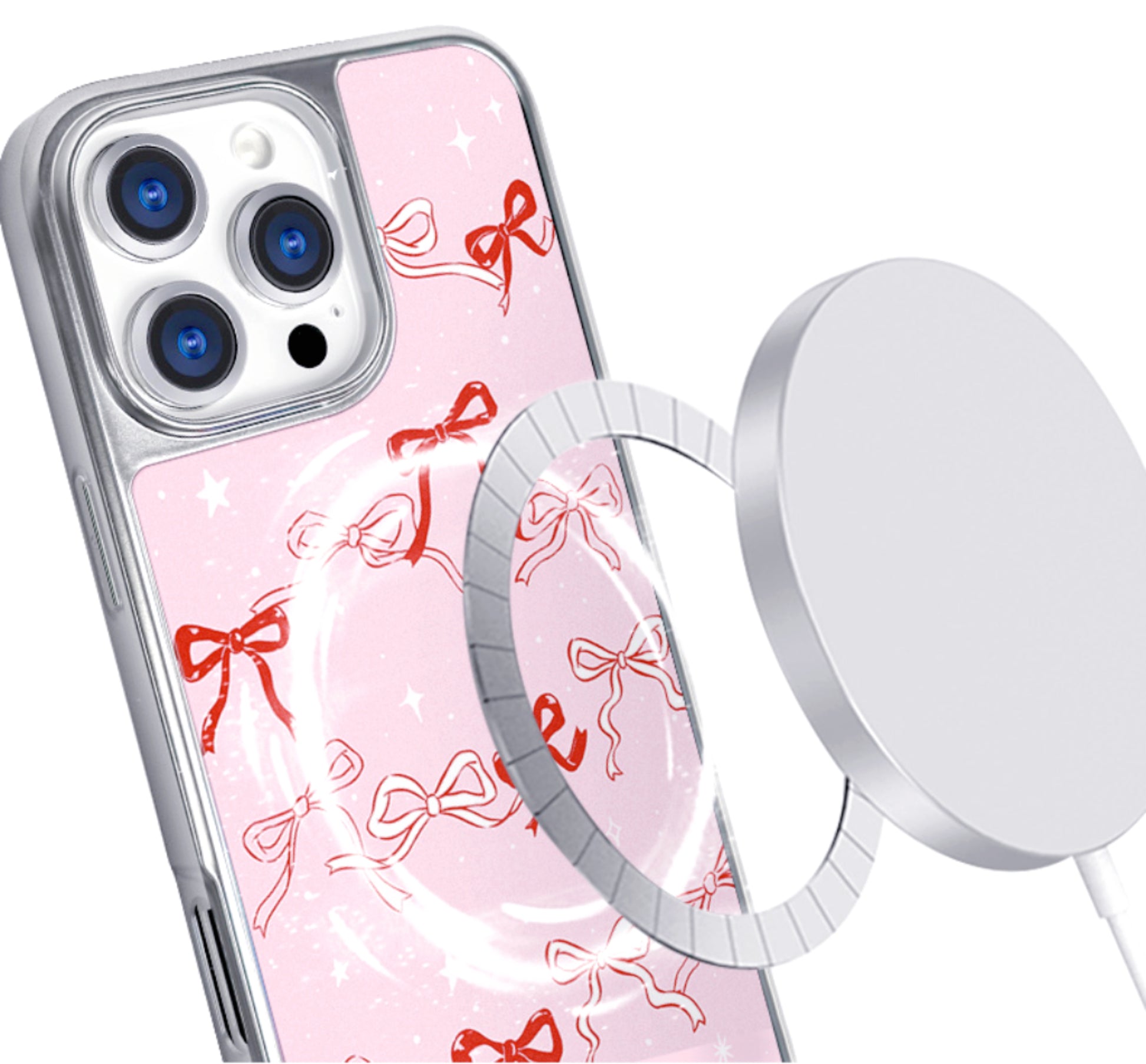 Pink bow magnetic anti-drop iPhone case
