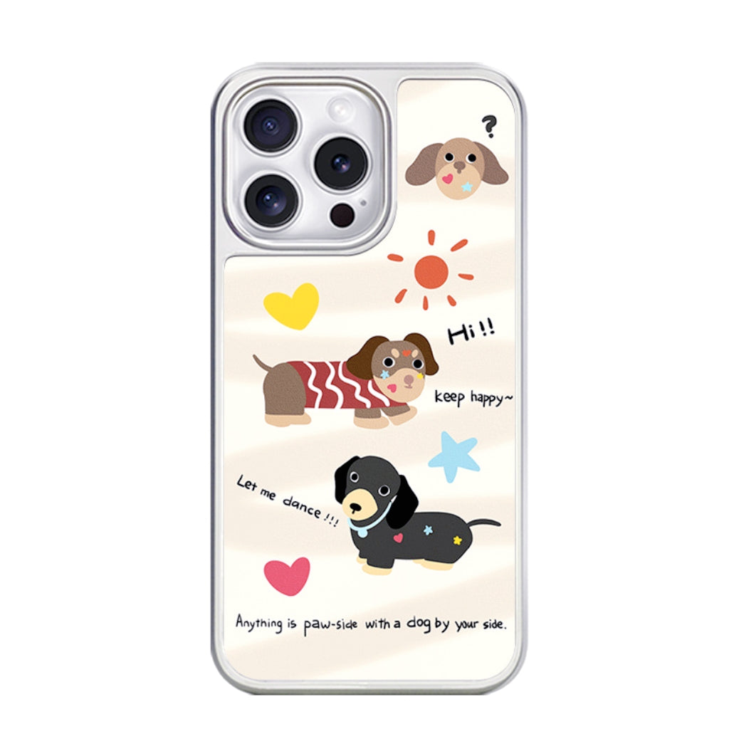 Cartoon Dog Silver Carbon Fiber Magnetic iPhone Case