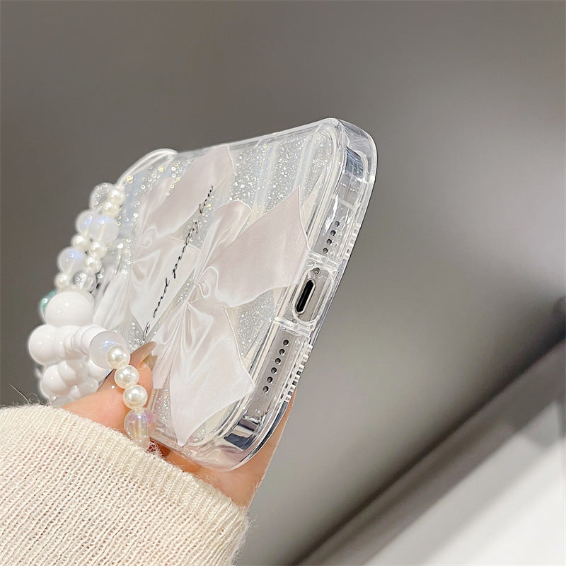 Transparent white bow soft case iphone case