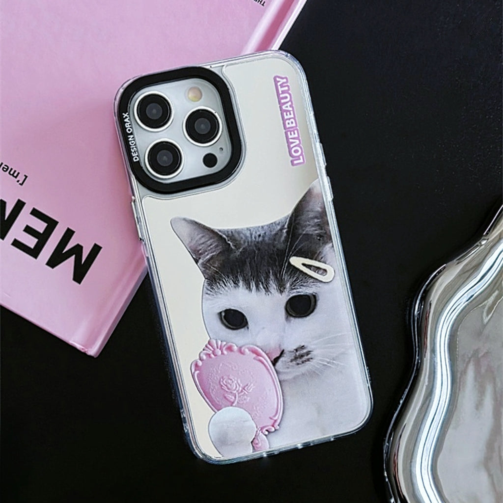 Mirror Creative Little Cat Shockproof iPhone Case