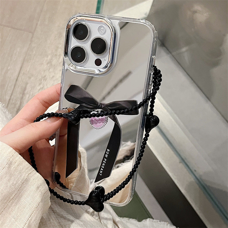 Bloom Black bow mirror iphone case