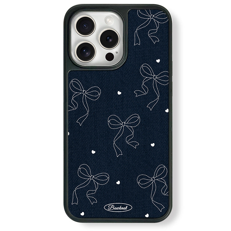Denim Blue Bow iPhone Case