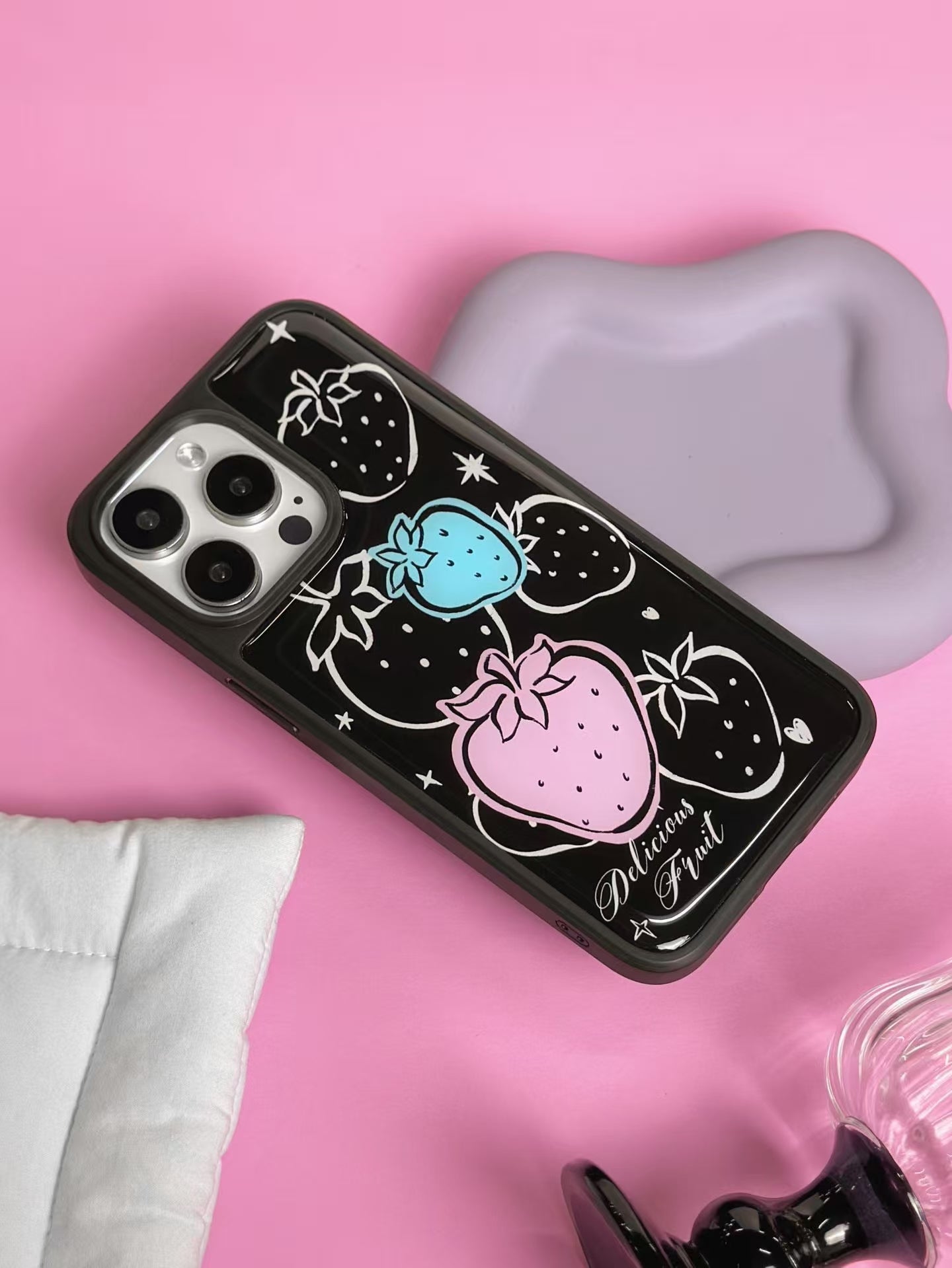 Black Strawberry iPhone Case