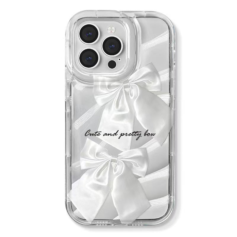 Transparent white bow soft case iphone case