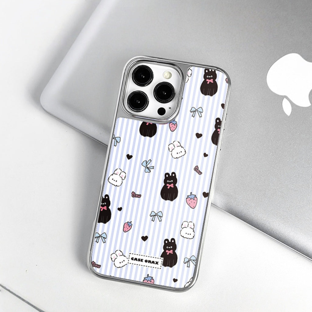 Silver cartoon kitten magnetic iPhone phone case