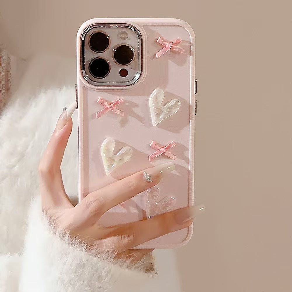 Pink love bow three-dimensional iphone case